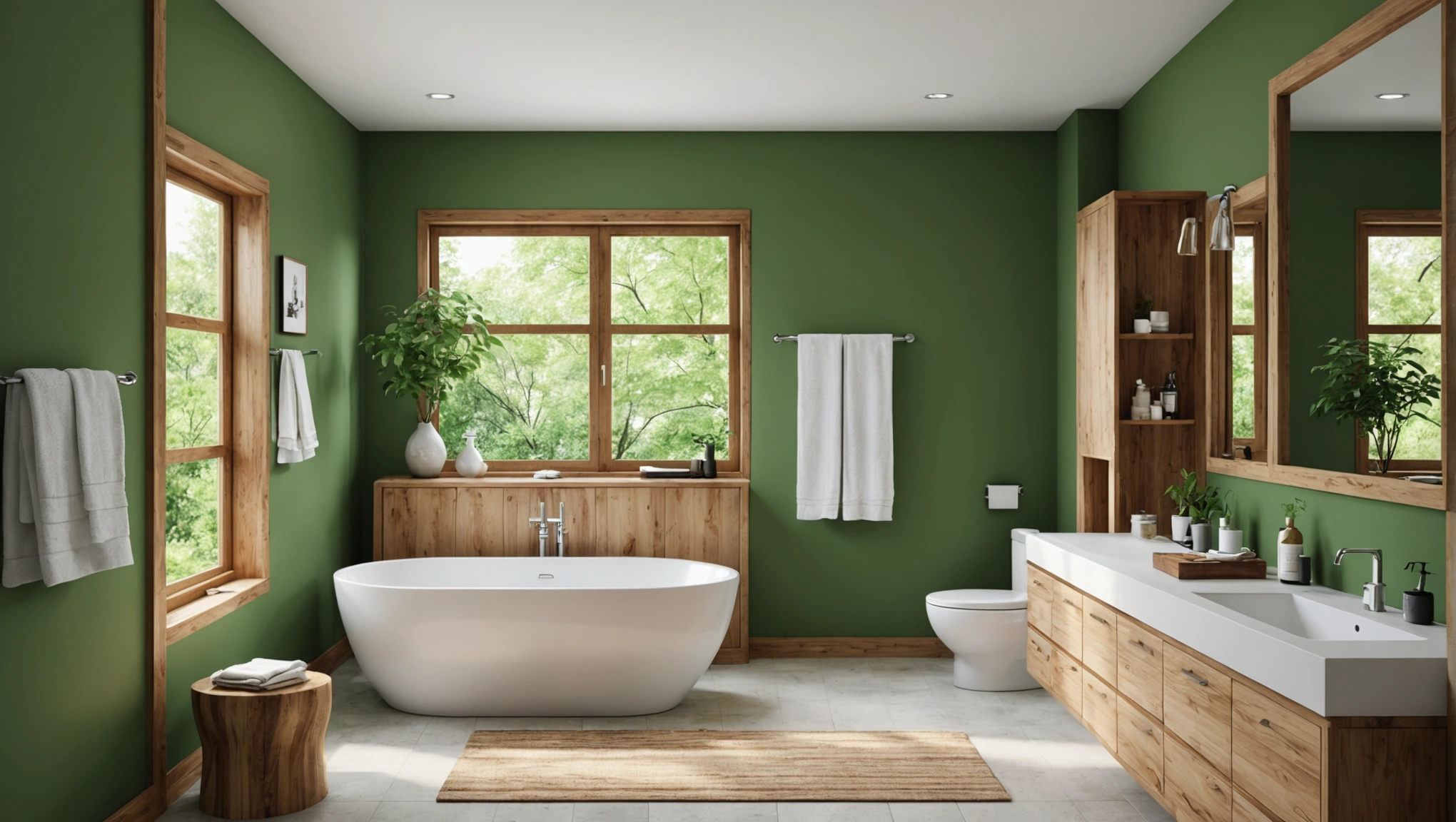 salle de bain de couleur verte